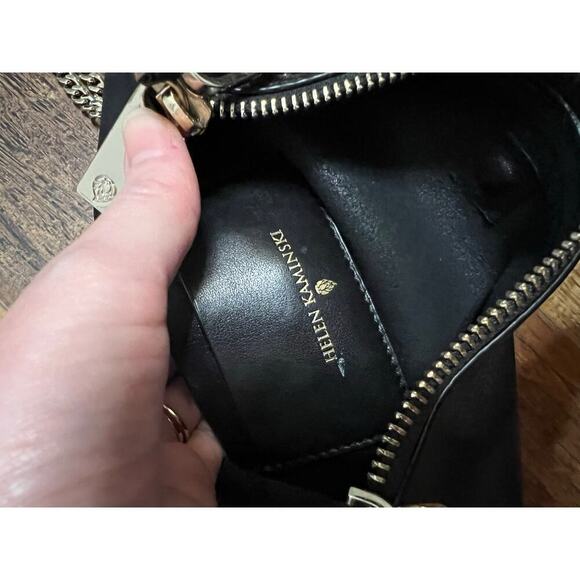 Helen Kaminski Black Leather Clutch Handbag Gold Chain Shoulder Bag - Picture 9 of 10
